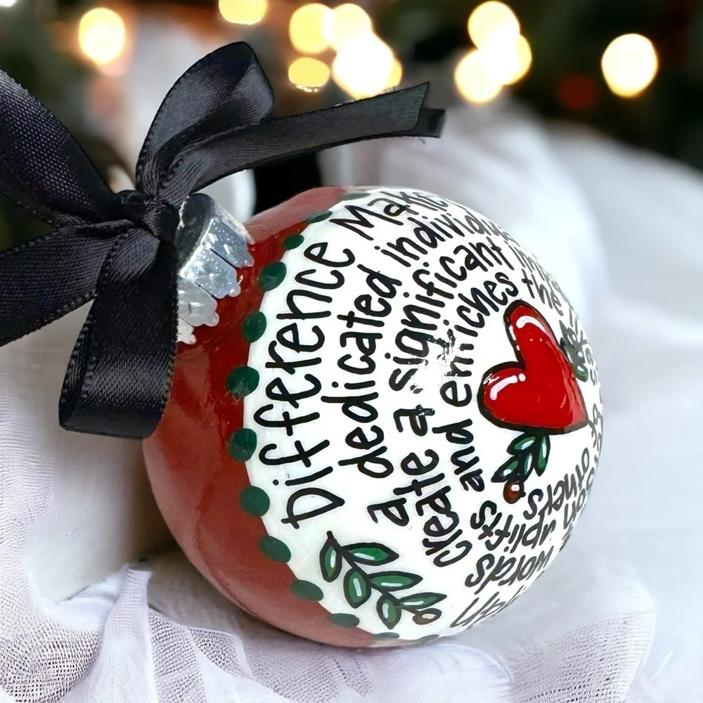 Difference Maker Christmas Ornament, Hand-Painted Acrylic Holiday Gift, Handmade